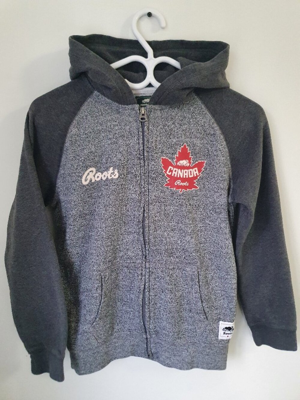 Roots Kids Original Salt & Pepper Full Zip Hoodie | Grey Youth XL (11-12)